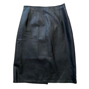 Firenze Black Leather Vintage Pencil Skirt 6